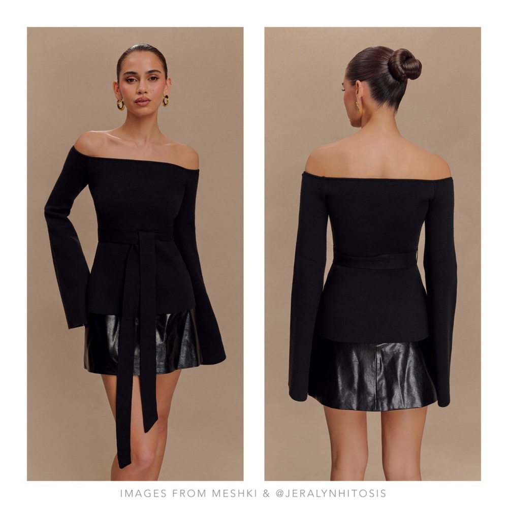 Meshki | Kyle Off Shoulder Knit Top - Black